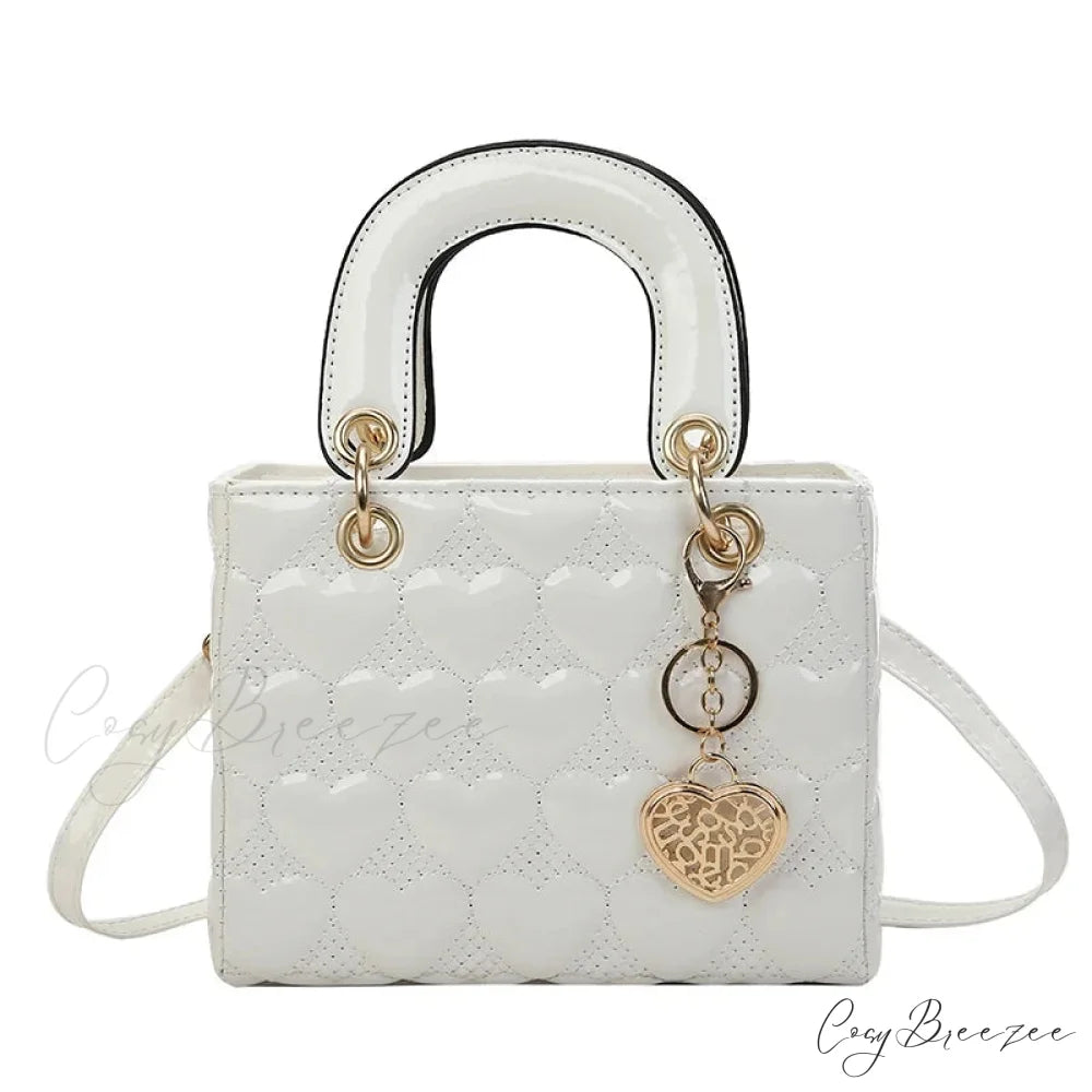 Luxury Quilted Square Handle Crossbody Handbag White handbag-250126