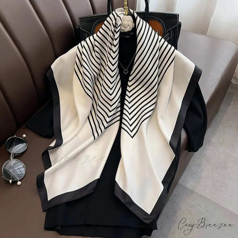 Luxury Silk Twill Hair Print Scarf black 1 / One Size scarf-241228