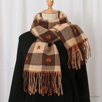 Luxury Winter Cashmere Pashmina Blanket Scarf for Women BROWN