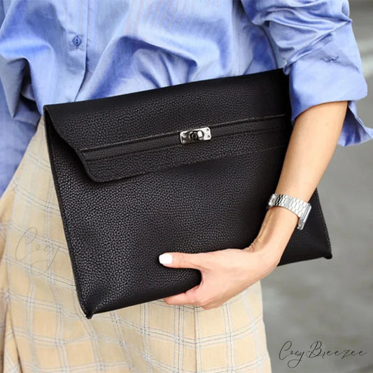 Lychee Pattern PU Leather Envelope wristlet-250126