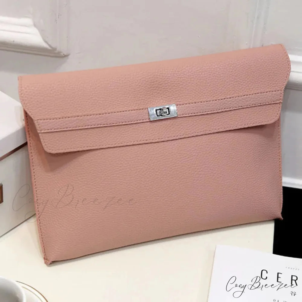 Lychee Pattern PU Leather Envelope wristlet-250126