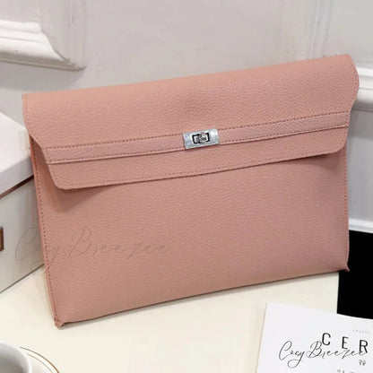 Lychee Pattern PU Leather Envelope wristlet-250126