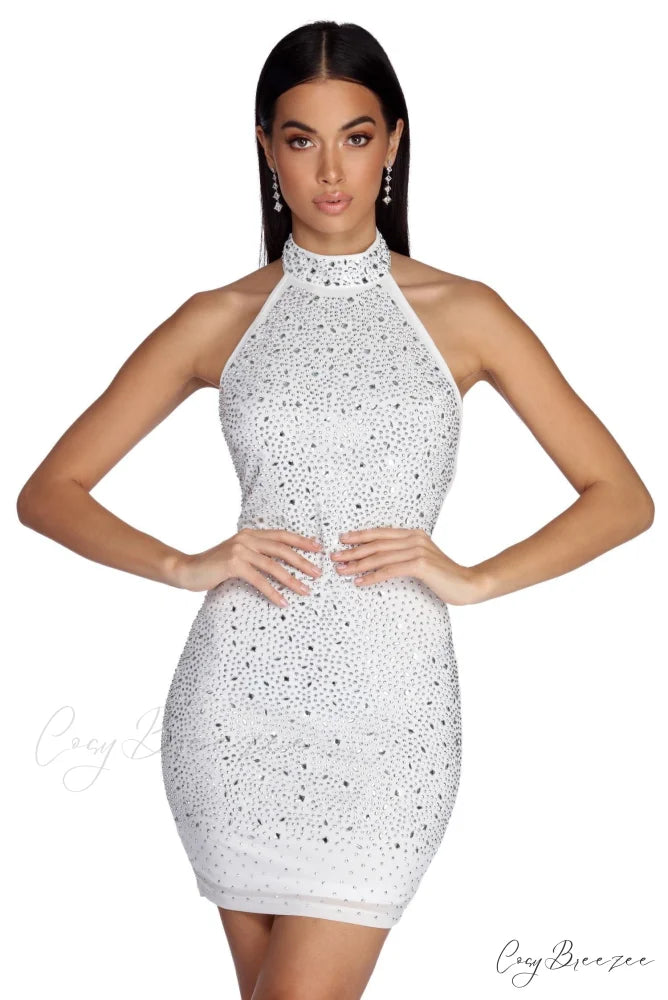 Lyla Formal Heat Charming Stone Mini Dress BLACK / M