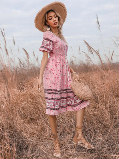 Lynette for Short-sleeve Mini Gown Women