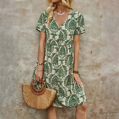 M Floral Casual Slim Summer Sundress green / S oldfloraldress-250126