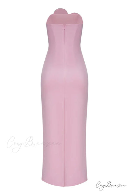 Marchesa Strapless Graceful Maxi Dress