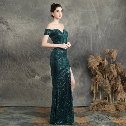 Marzia Formal Stylish Sequined Slit Dress