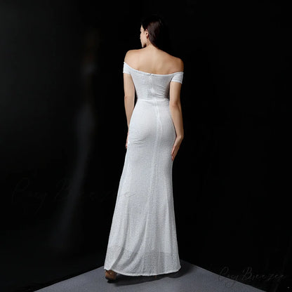 Marzia Formal Stylish Sequined Slit Dress