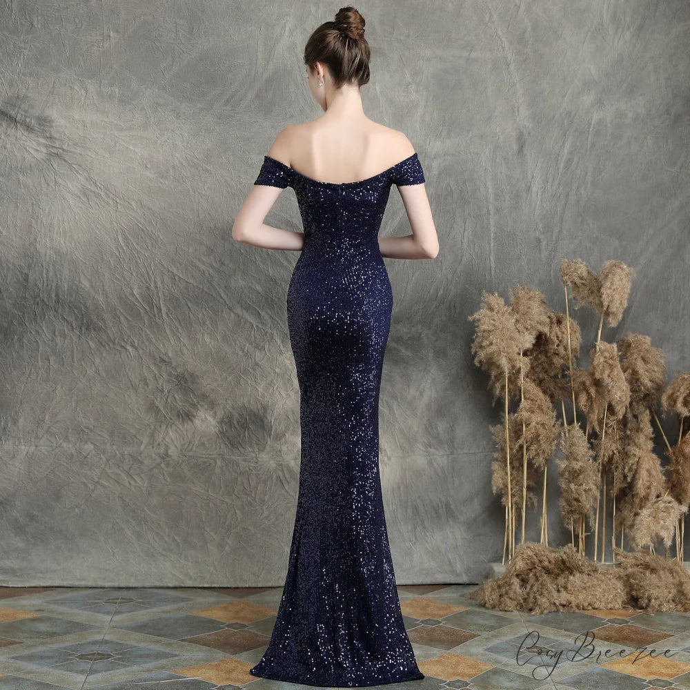 Marzia Formal Stylish Sequined Slit Dress