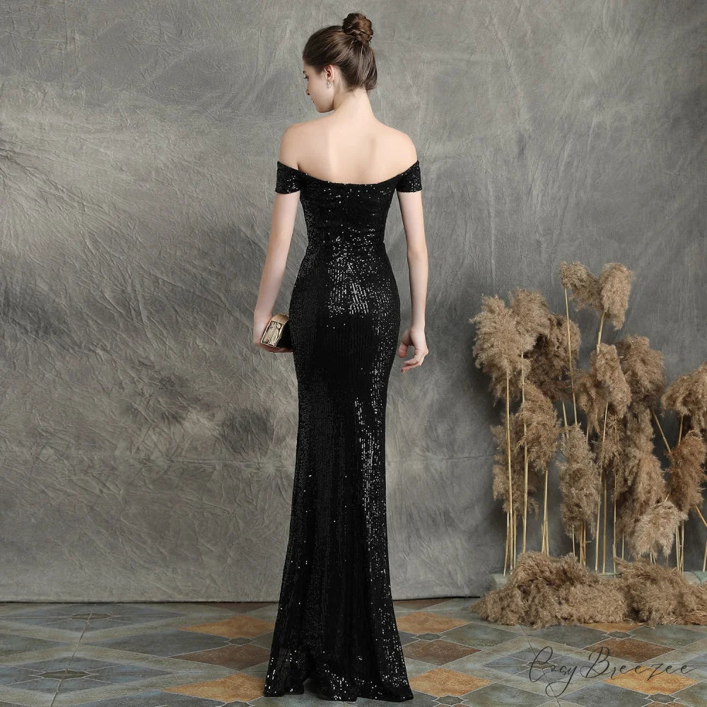 Marzia Formal Stylish Sequined Slit Dress