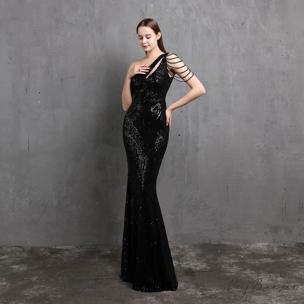 Mayven One Stylish Shoulder Formal Dress BLACK / XS
