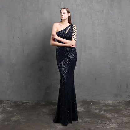 Mayven One Stylish Shoulder Formal Dress NAVY / XS