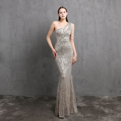 Mayven One Stylish Shoulder Formal Dress SILVER / XS