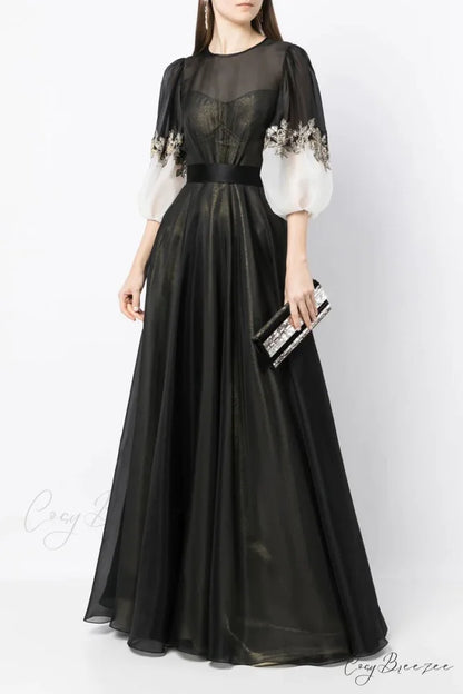 Medeline Black Graceful Maxi Dress