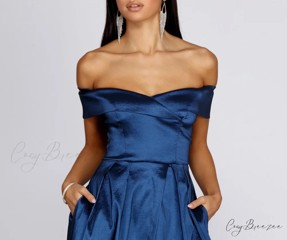 Megan Taffeta Off Charming The Shoulder Ball Gown