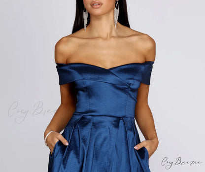 Megan Taffeta Off Charming The Shoulder Ball Gown