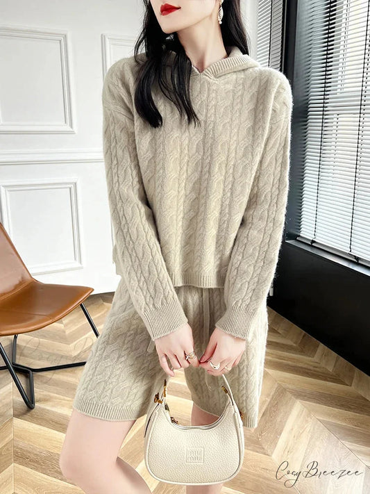 Merino Wool Sweater Suit Cashmere Sweater Beige Gray / S swraters-241228