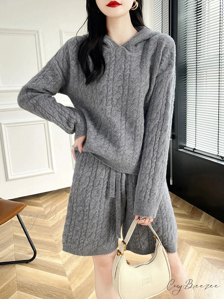 Merino Wool Sweater Suit Cashmere Sweater Mid Gray / S swraters-241228