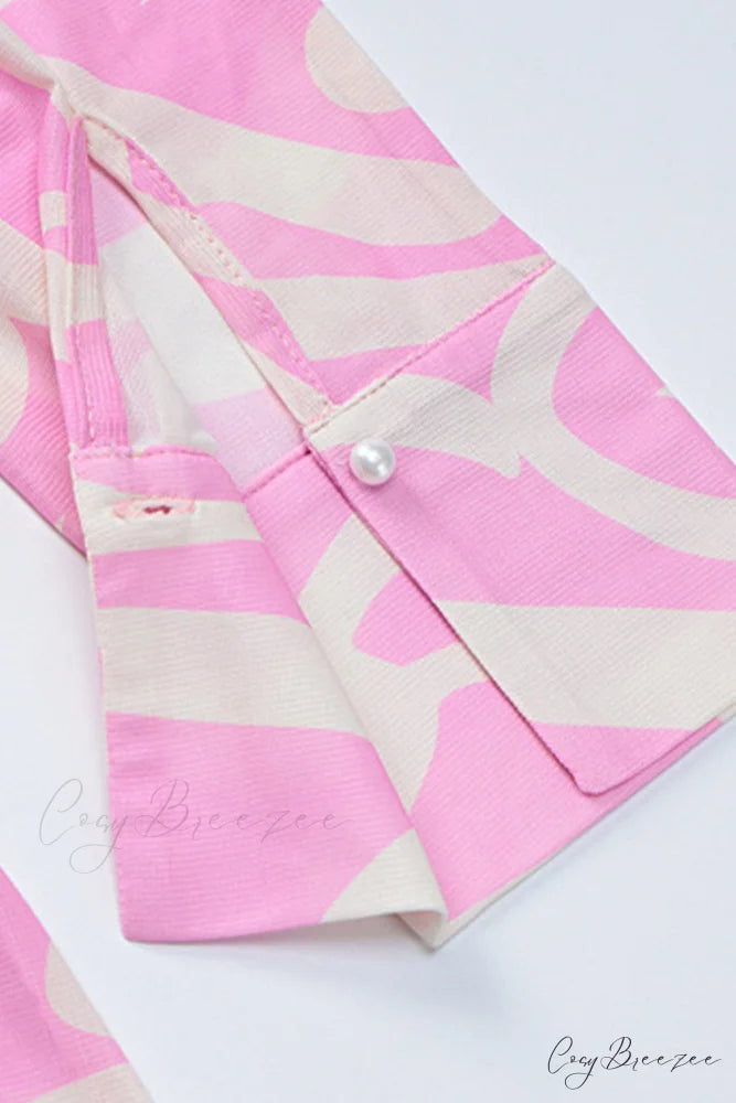 Mesh Printed Blouse in Pink