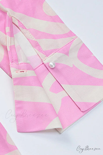 Mesh Printed Blouse in Pink