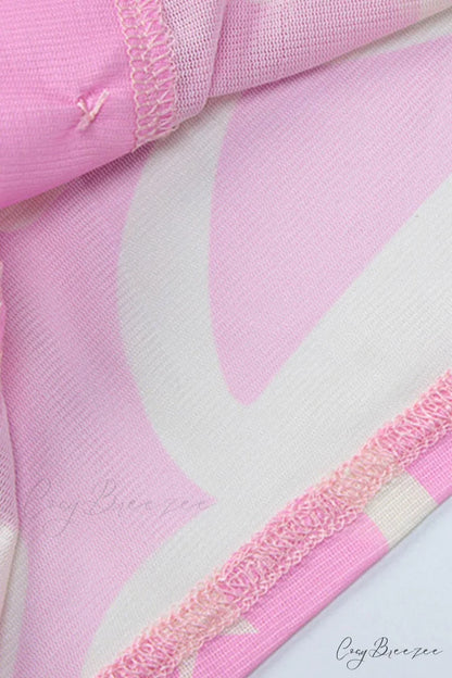 Mesh Printed Blouse in Pink