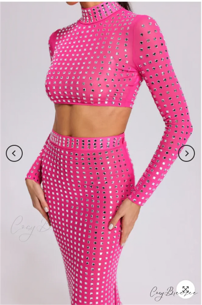 Mesh Top Skirt Sparkling Party Dress
