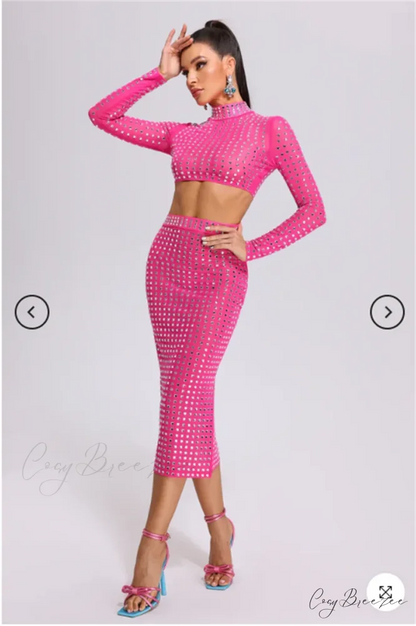 Mesh Top Skirt Sparkling Party Dress