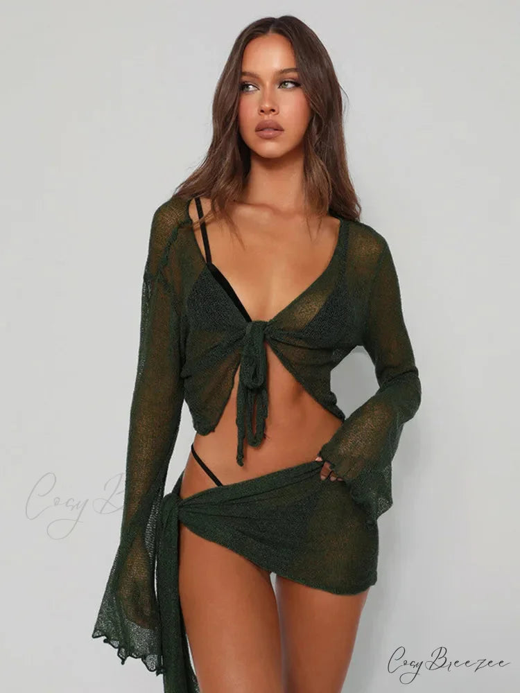 Mesh Two-Piece Party Mini Gown minidress-250223