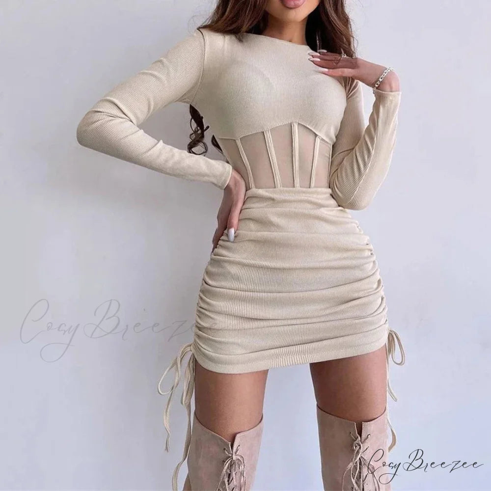 Mesh Waist Bodycon Mini Dress