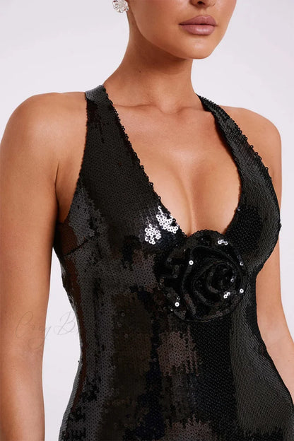 Mesmerizing Arrival Backless Trendy Sequin Maxi Dress