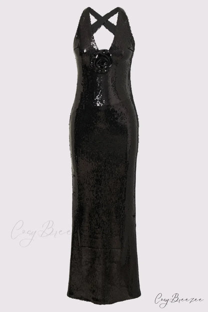 Mesmerizing Arrival Backless Trendy Sequin Maxi Dress