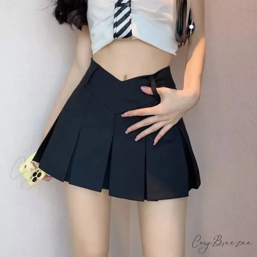 Micro A-Line V Waist Skirt Black / XS skirts-250223