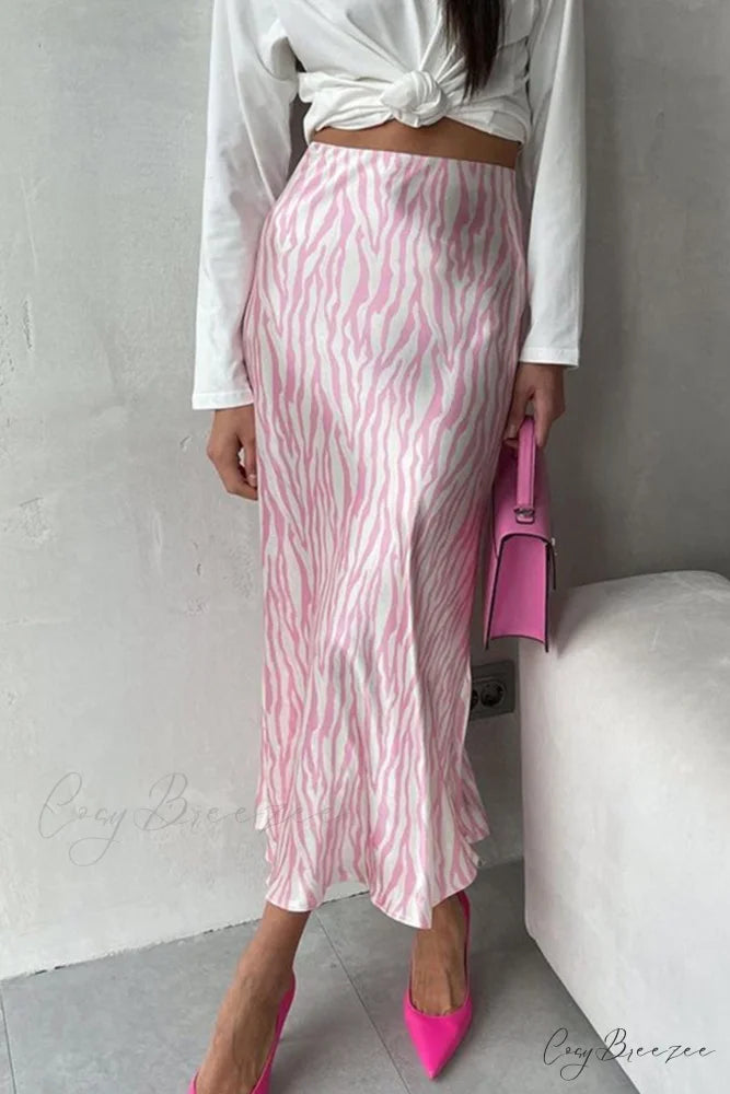 Midi Fishtail Zebra Skirt