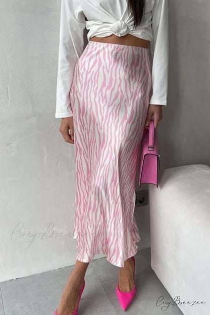 Midi Fishtail Zebra Skirt