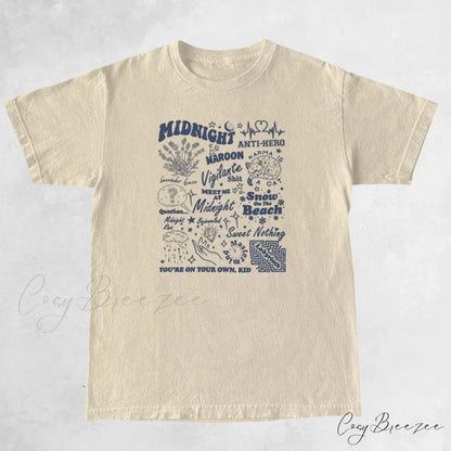 Midnights Text Stylish Graphic Tee Khaki / S