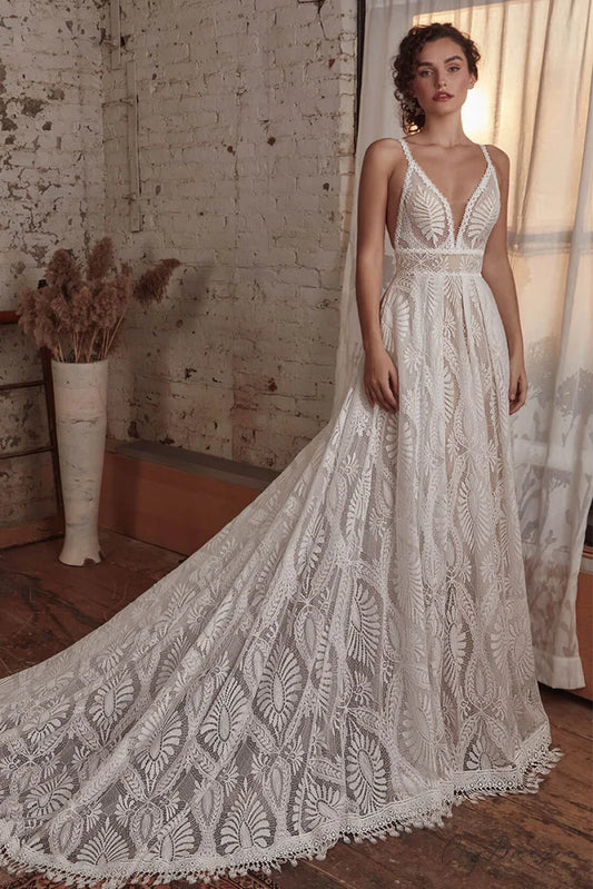 Mijas Ethereal Graceful Lace Wedding Dress Ivory / 2