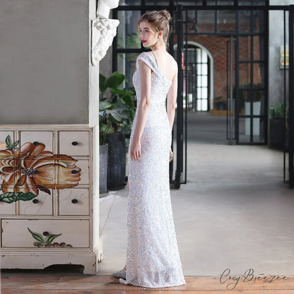 Mile one-shoulder bright Charming sequined formal dress