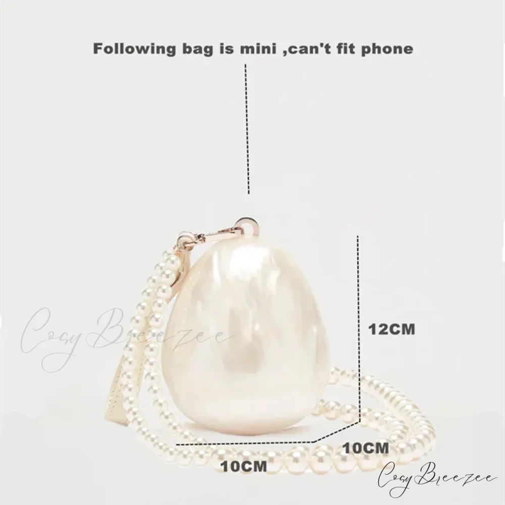 Mini Acrylic Egg Beaded Evening Clutch Beige / mini clutchbag-250126