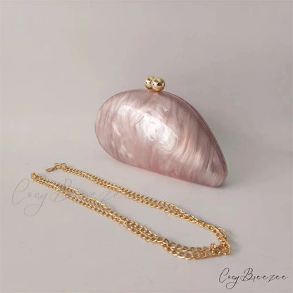 Mini Blue Light Pink Acrylic Box Clutch o shape chain clutchbag-250126