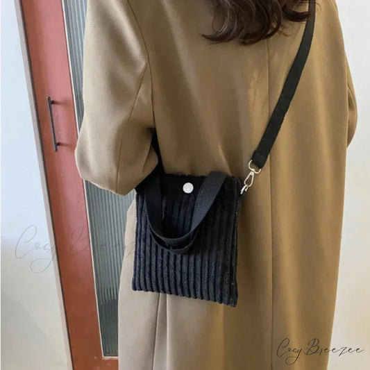 Mini Corduroy Zipper Shoulder Bag Spring Handbag handbag-250126