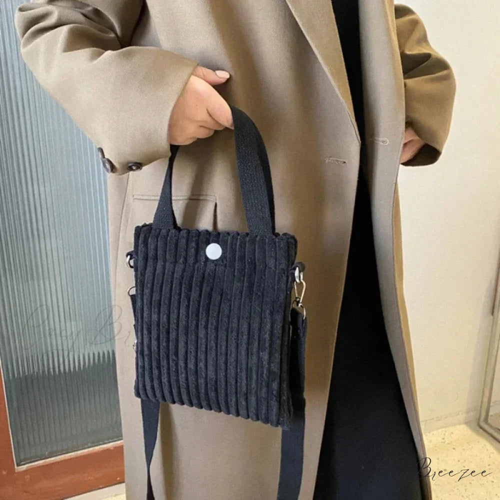 Mini Corduroy Zipper Shoulder Bag Spring Handbag handbag-250126