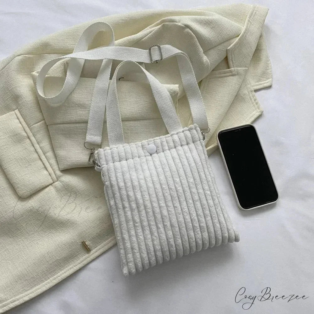 Mini Corduroy Zipper Shoulder Bag Spring Handbag handbag-250126