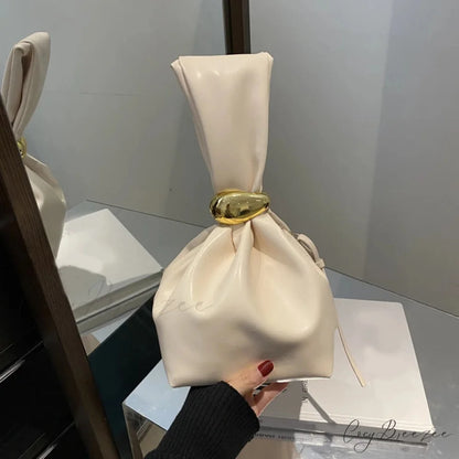 Mini Dumpling PU Leather Clutch White wristlet-250126