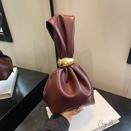 Mini Dumpling PU Leather Clutch winered wristlet-250126