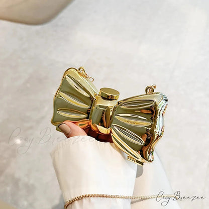 Mini Evening Bowknot Metal Crossbody Purse Party Wedding Handbag clutchbag-250126