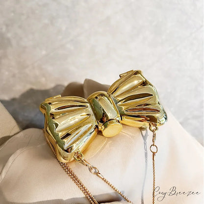 Mini Evening Bowknot Metal Crossbody Purse Party Wedding Handbag clutchbag-250126