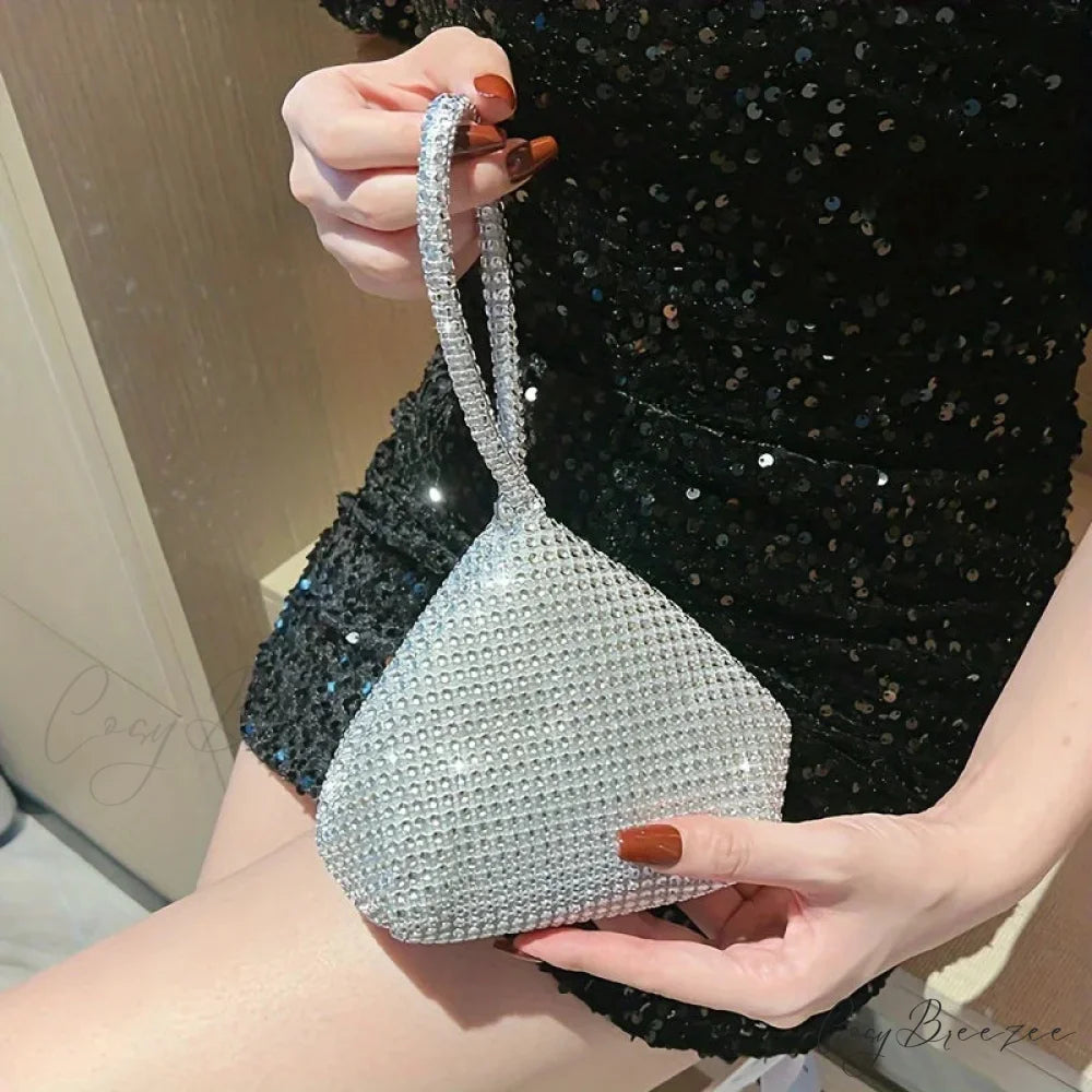 Mini Glitter Rhinette Evening Clutch wristlet-250126