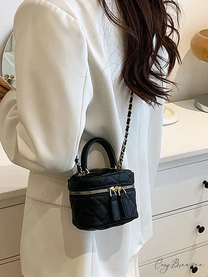 Mini Quilted Chain Diamond Crossbody Handbag black handbag-250126
