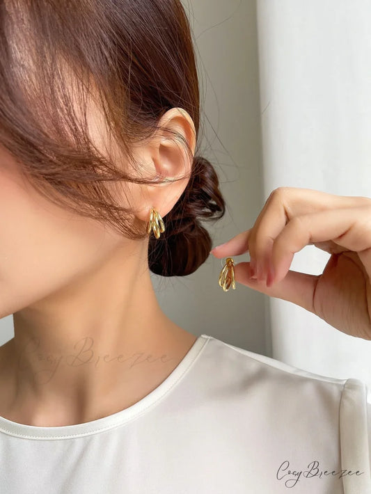 Minimalist Cuff Hoop Earrings Yellow Gold / one-size