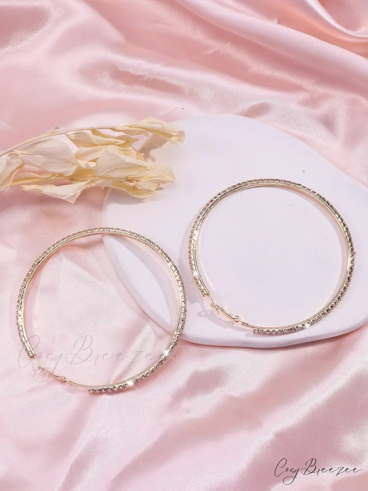 Minimalist Rhinestone Inlaid Chunky Hoop Earrings